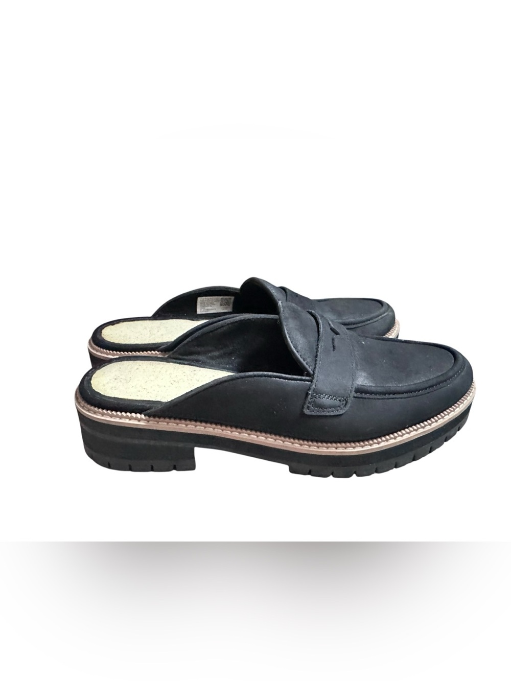 TOMS Cara Mule Black Leather Chunky Sole Size 9.5